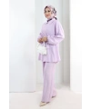 Yarasakol Düğmeli Takım 8705 Lila