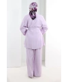Yarasakol Düğmeli Takım 8705 Lila