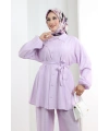 Yarasakol Düğmeli Takım 8705 Lila