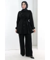 Yarasakol Düğmeli Takım 8705 Siyah