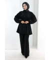 Yarasakol Düğmeli Takım 8705 Siyah