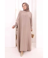 Yarasakollu Elbise 6077 Vizon