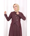 Yelekli Denim Elbise 6081 Bordo