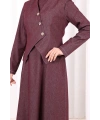 Yelekli Denim Elbise 6081 Bordo