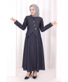 Yelekli Denim Elbise 6081 Lacivert