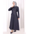 Yelekli Denim Elbise 6081 Lacivert