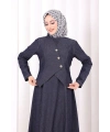 Yelekli Denim Elbise 6081 Lacivert