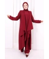 Yelekli Pantolon Takım 8012 Bordo