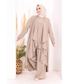 Yelekli Pantolon Takım 8012 Vizon
