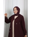 Yıldız Detaylı Ferace 7079 Mürdüm