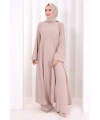 Yırtmaçlı Tunik Üçlü Takım 8035 Somon