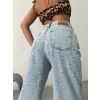 Açık Mavi Distressed Geniş Paça Palazzo Kot Pantolon