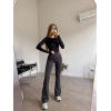 Antrasit Alo Yoga Yüksel Bel İçi Şardonlu İspanyol Tayt