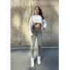 Antrasit Yüksek Bel En Boy Likralı Kot Tayt