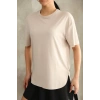 Bej Oysho Yırtmaçlı Modal Oversize Tshirt