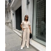 Bej Polo Fermuar Yaka Modal İkili Takım