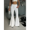 Beyaz İspanyol Paça Likralı Kot Pantolon