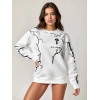 Beyaz Secret Üç İplik Oversize Sweat
