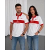 Beyaz Türkiye Polo Yaka Unisex Oversize Tshirt
