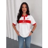 Beyaz Türkiye Polo Yaka Unisex Oversize Tshirt