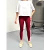 Bordo Alo Bilek Baskılı Sıkılaştırıcı Yüksek Bel Tayt