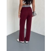 Bordo Alo Çizgili Ribana Pantolon