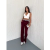 Bordo Alo Çizgili Ribana Pantolon