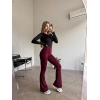 Bordo Alo Yoga Yüksel Bel İçi Şardonlu İspanyol Tayt