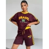 Bordo Brasil Oversize Unisex Şortlu Takım