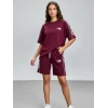 Bordo Nf Oversize Unisex Şortlu Takım