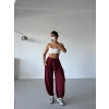 Bordo Oysho Modal Kumaş Şalvar Pantolon