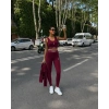 Bordo Polo Ribana Dalgıç Üçlü Takım