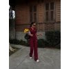 Bordo Polo Yaka Ottoman İkili Takım