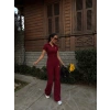 Bordo Polo Yaka Ottoman İkili Takım