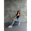 Buz Mavisi Yüksel Bel Esnek Likralı Jean Tayt
