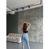 Buz Mavisi Yüksel Bel Esnek Likralı Jean Tayt