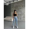 Buz Mavisi Yüksel Bel Esnek Likralı Jean Tayt