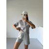 Gri Alo Yoga Modal Crop Şortlu Takım