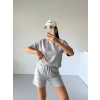 Gri Alo Yoga Modal Crop Şortlu Takım