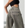 Grunge Stil Eskitme Efektli Geniş Paça Jean