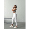 Işıltılı Cep Detaylı Mom Fit Beyaz Kot Pantolon
