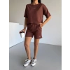 Kahve Alo Yoga Modal Crop Şortlu Takım