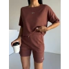 Kahve Alo Yoga Modal Crop Şortlu Takım