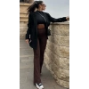 Kahve İspanyol Paça Oysho Tayt
