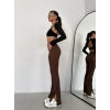 Kahve Paça Yırtmaç Çimalı Tayt