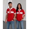 Kırmızı Türkiye Polo Yaka Unisex Oversize Tshirt