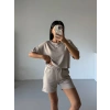Krem Alo Yoga Modal Crop Şortlu Takım