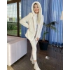 Krem Kapşonlu İçi Astarlı Rabbit Peluş Kaban