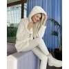 Krem Kapşonlu İçi Astarlı Rabbit Peluş Kaban