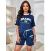 Lacivert Brasil Oversize Unisex Şortlu Takım